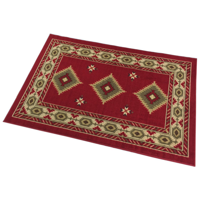 Southwestern Design Slip Resistant Area Rug, Rectangle 3'3" x 5'