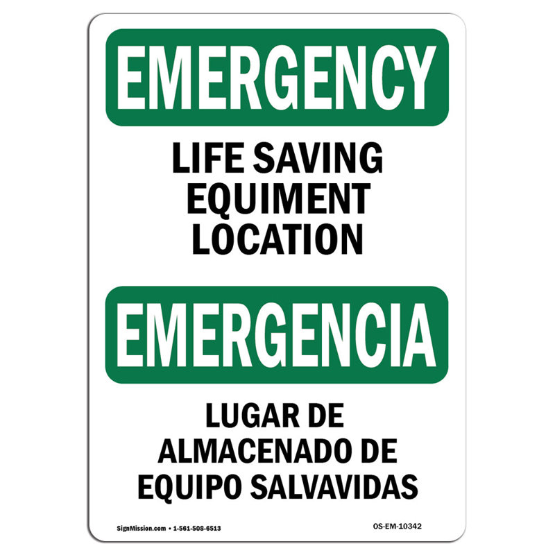 Emergency Sign, 18" H x 12" W x 0.1" D