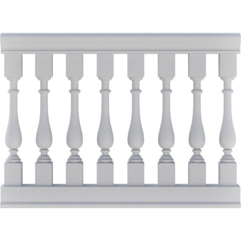 Ensemble de garde-corps à balustrade non assemblé Calico Endurathane 500 Series, 32 po de hauteur totale x 9 pi L. L'ensemble comprend (23) balustres Calico de l 2 1/2 po x H 24 po, (1) rail supérieur de L 108 po, (1) rail de 108 po L Rail inférieur, (2) trousses d'installation de rail et 2 blocs de support