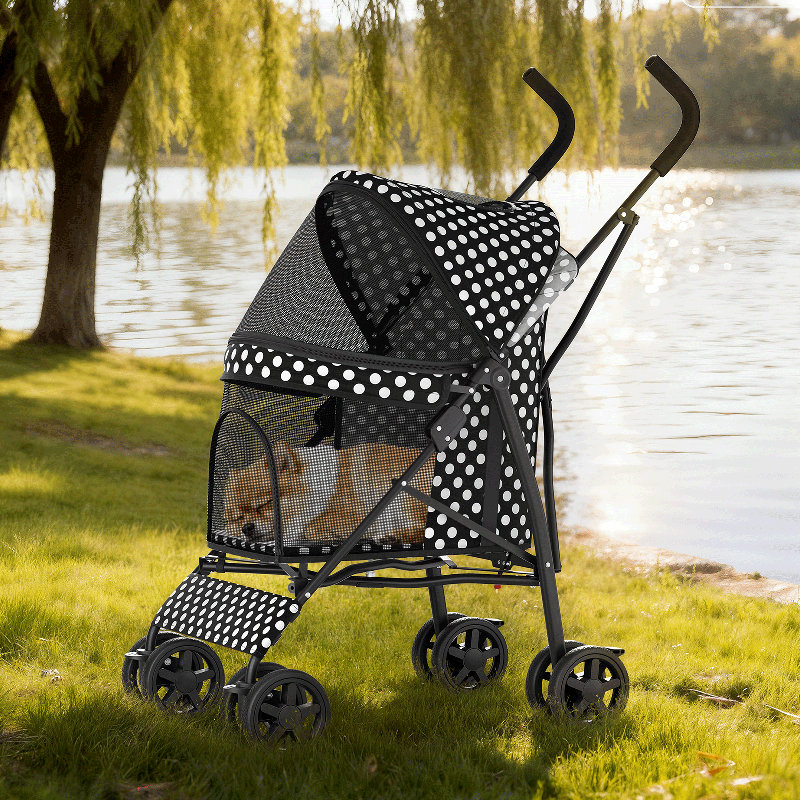 Poussette pour chien avec poussette réglable, Noir