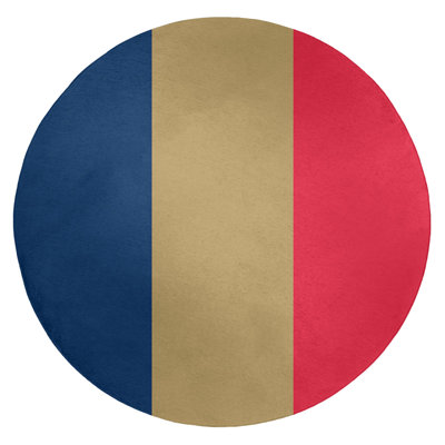 Tapis bleu marine/doré/rouge rayé
