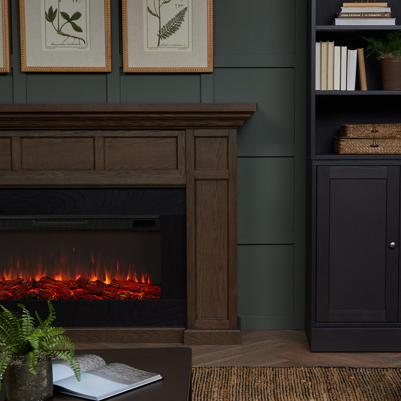 Alcott 75" Landscape Electric Fireplace by Real Flame, Aged Barrel, Standard