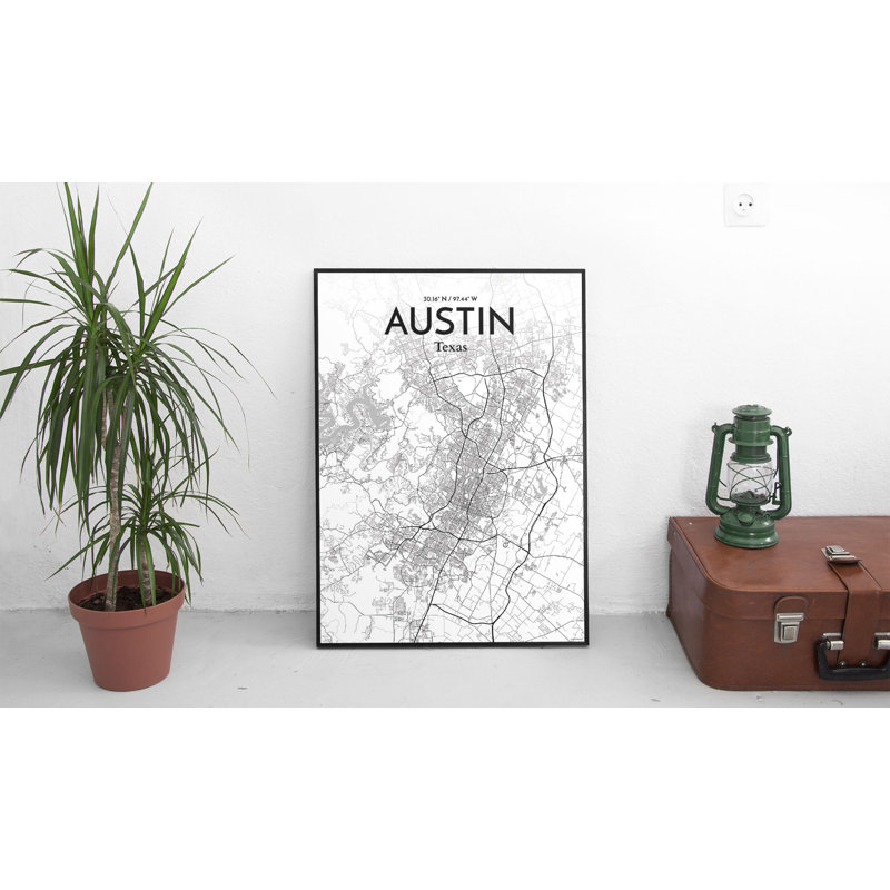Austin City Map - Unframed Graphic Art, 20" H x 16" W