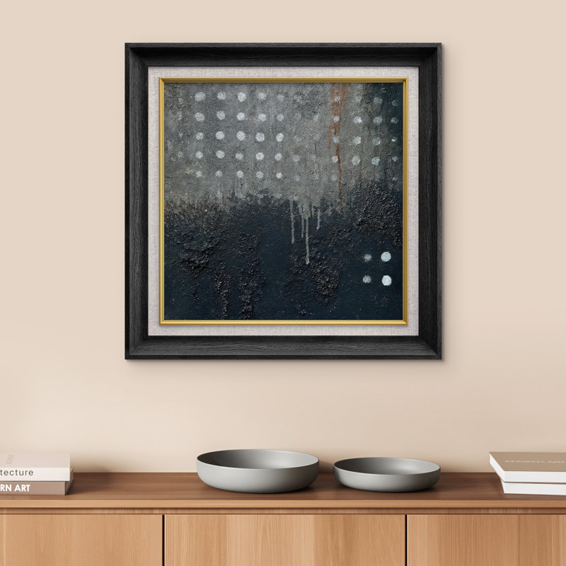 Art mural encadré de qualité supérieure - reproduction abstraite rétro pour décor de chambre à coucher - 26 po x 36 po, Noir