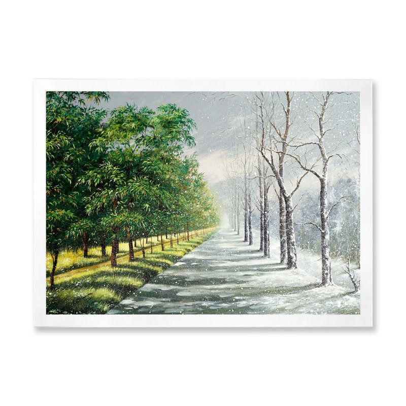 Hiver et été unis - Peinture sur toile, H 12 po x l 20 po x p 1 po, Cadre photo blanc