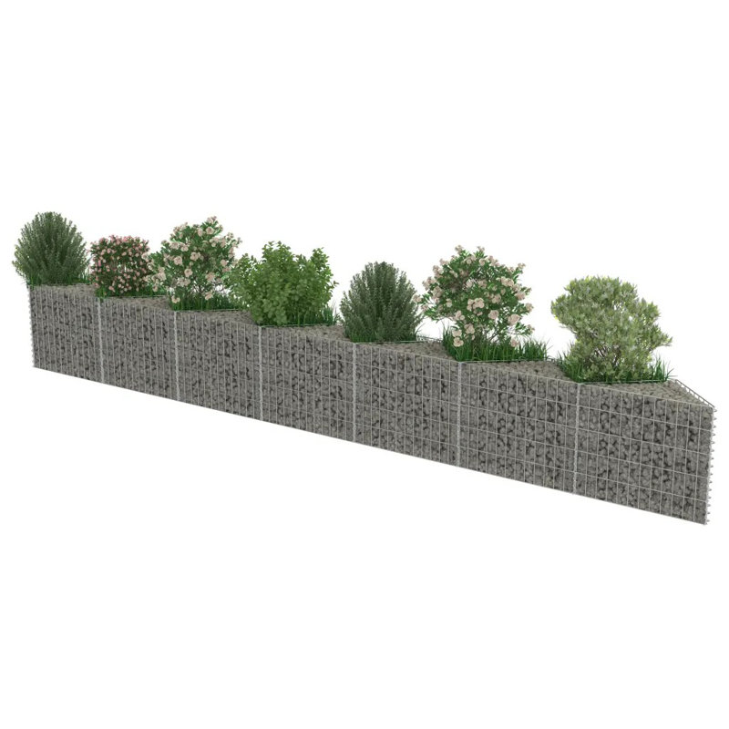 50cm H x 450cm W Silver Metal Gabion Wall