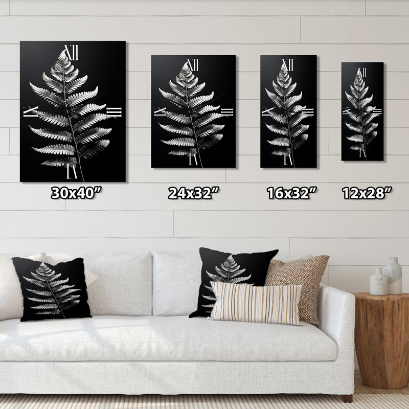 Fougères bronze Harmony I - très grandes horloges murales florales, H 28 po x l 12 po x P 1 po
