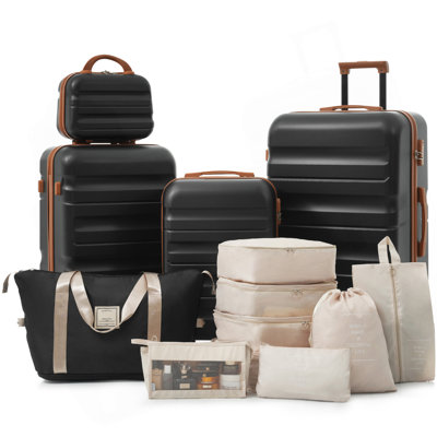 Ensemble de valises en plastique Hardshell - Valises légères et durables avec deux roulettes pivotantes, tailles de bagage à main et pour bagages