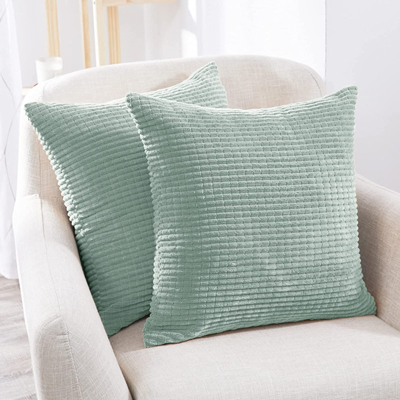 Mint Corduroy 22" x 22" Euro Pillow Covers Set of 2