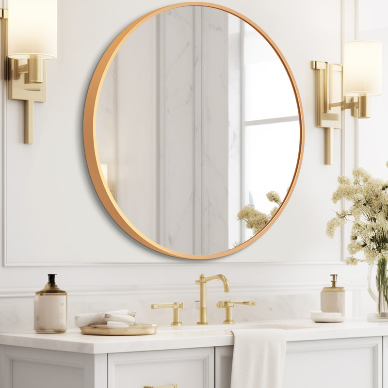 Miroir mural en métal, Jaune vif, 24 po x 24 po