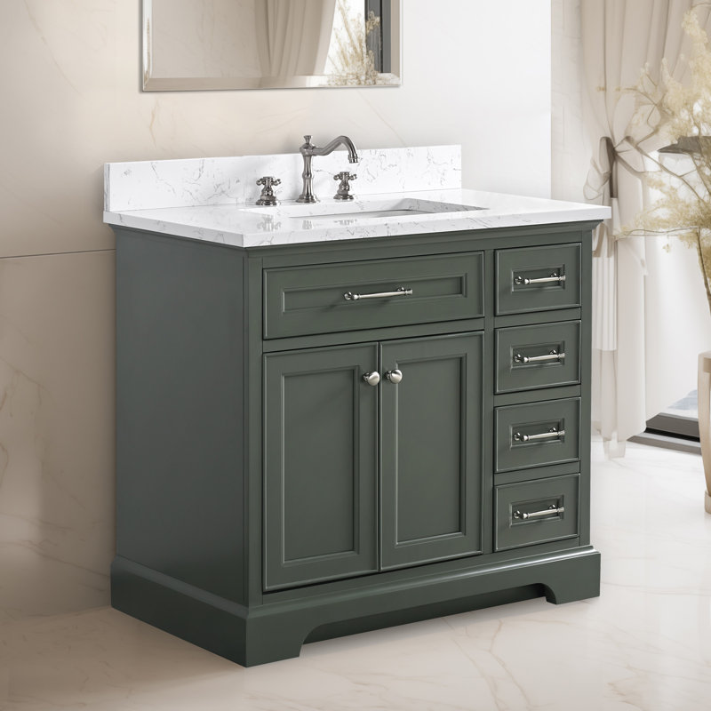 Aanayah 36" Single Bathroom Vanity Set, Vintage Green