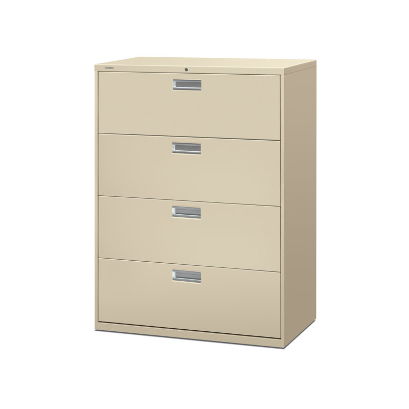 Putty 4-Drawer Lockable Lateral Filing Cabinet with Aluminum Handles