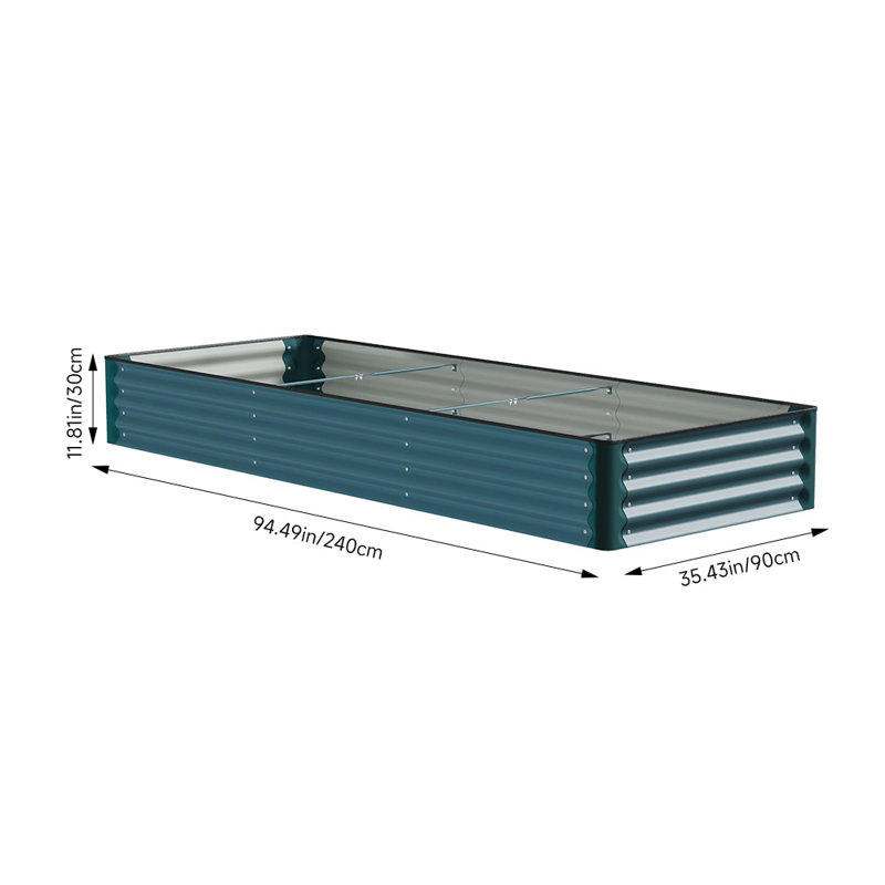 Raised Garden Bed, 30cm H x 240cm W x 90cm D, Green/Black