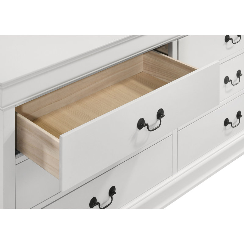 Commode 6 tiroirs et miroir Doytcho, Blanc