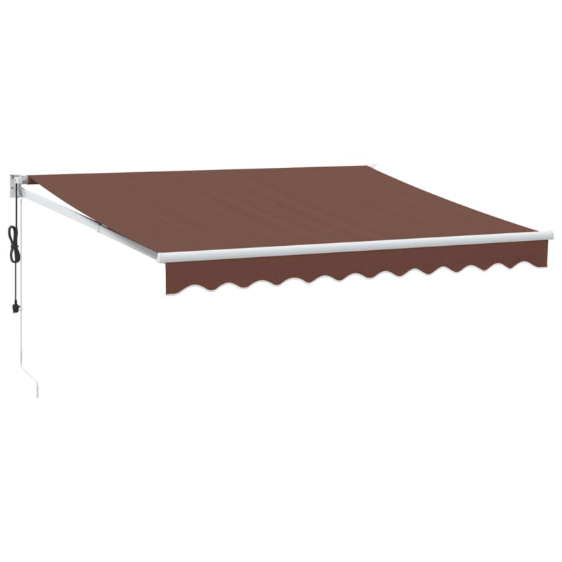 Manual Retractable Awning, 300cm W x 250cm D, Brown/White