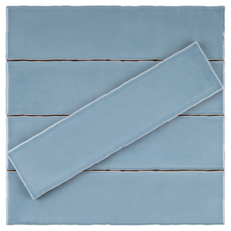 Rustic 2.95 in. X 11.81 in. Polished Ceramic Subway Wall Tile, Ocean