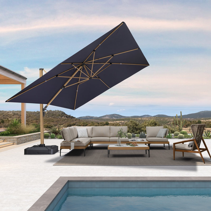 Parasol de patio en porte-à-faux 12 x 12 pi MEB Corrigan Studio Palace, Bleu marine