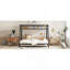 Lit superposé simple au-dessus d'un lit double en métal avec gigogne simple, noir-558304305