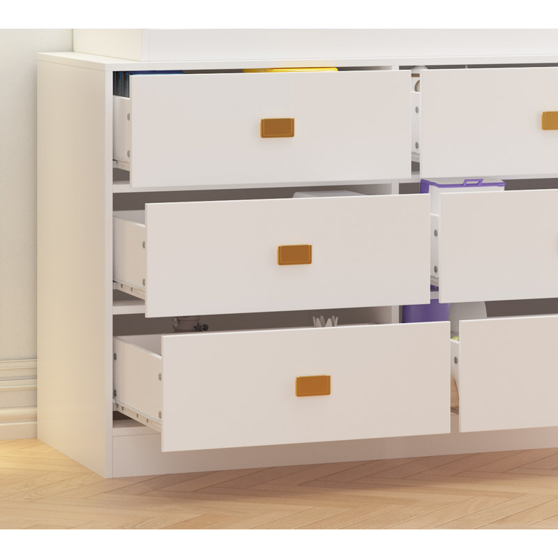 Baby Changing Table Dresser With 6 Drawers, White
