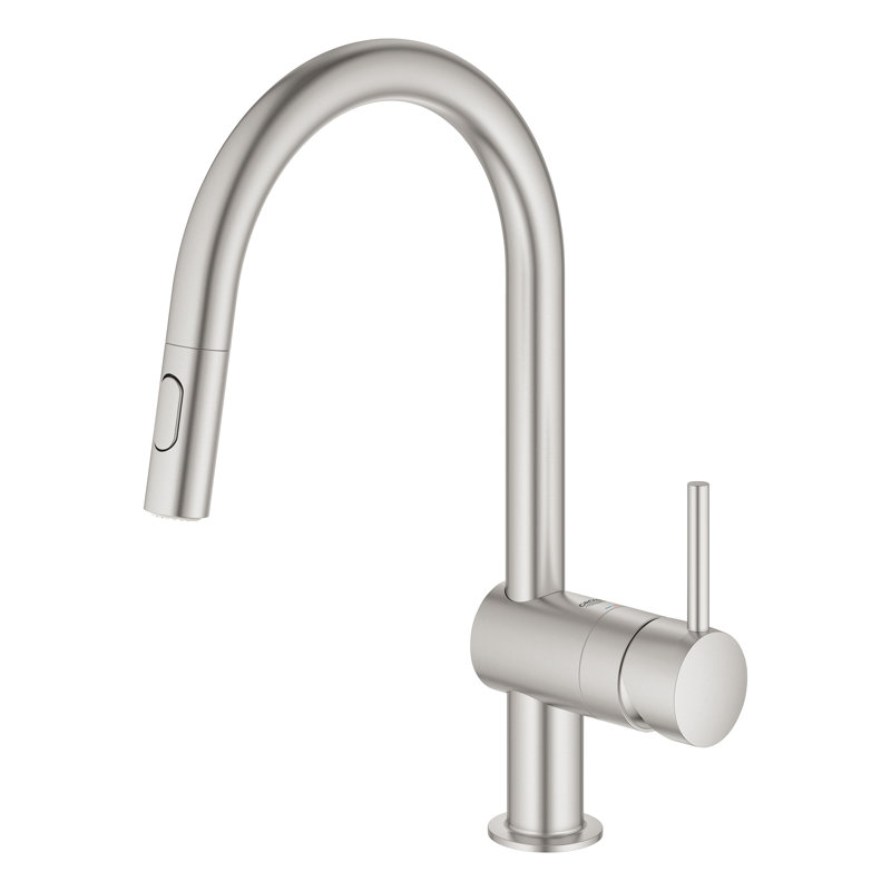 Minta® Pull Out Single Handle Kitchen Faucet, No Sensor, Steel