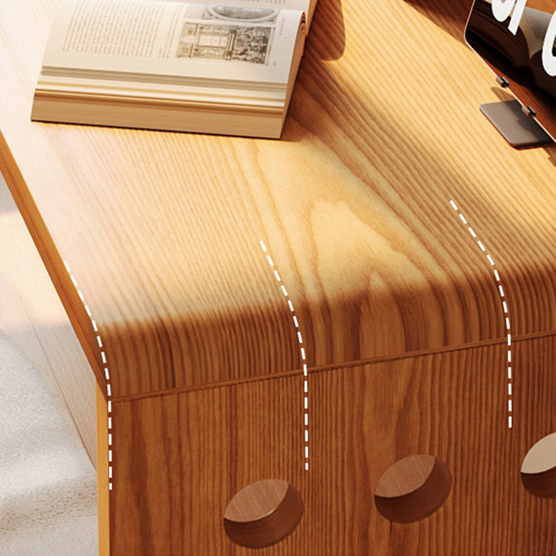 Bureau en bois massif en L Burlywood, Retour à gauche, H 29,53 po x l 70,87 po x P 47,24 po