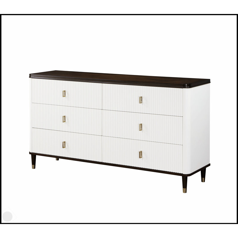 Commode Carena blanc et noyer avec plateau à bijoux en feutre