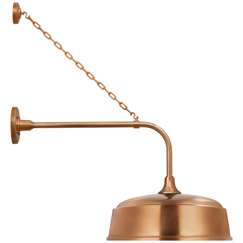 Thomas O'Brien, "Academy 20" Anchored Rex Barn Light in Soft Copper with 16" Rockhouse Shade, 30'' H x 16'' W x 28'' D
