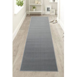 Custom Size Non Slip Solid Color Grey Low Pile Slip Resistant Hallway Runner Rugs by Feet