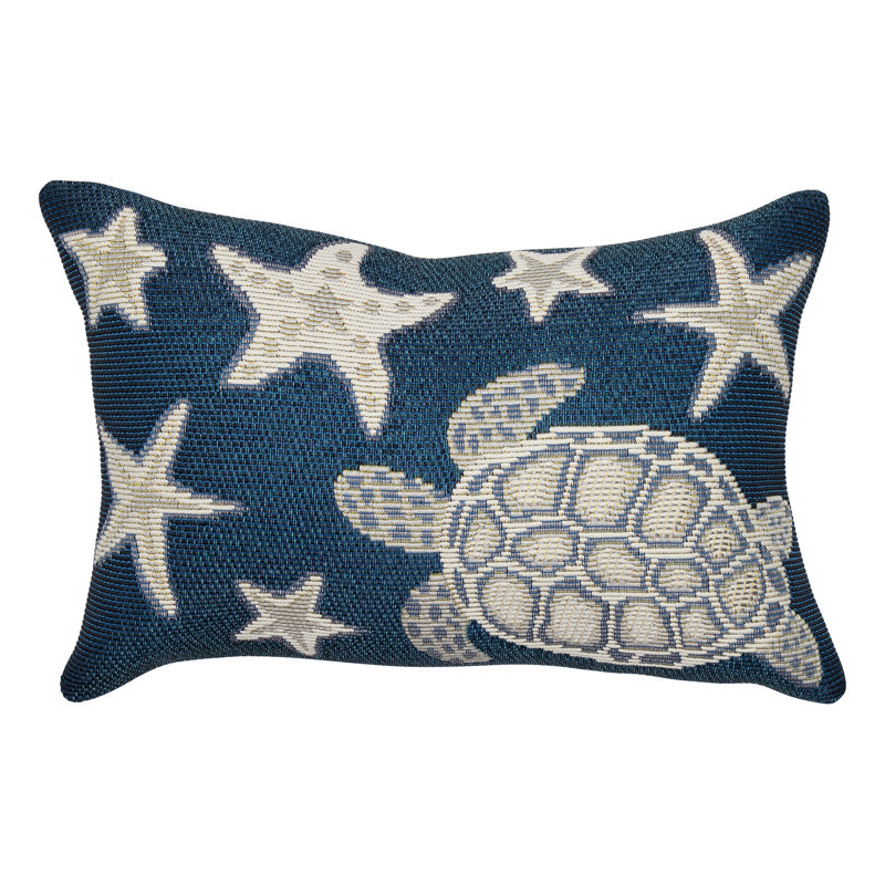 Outdoor Throw Pillow, Navy/Gray
