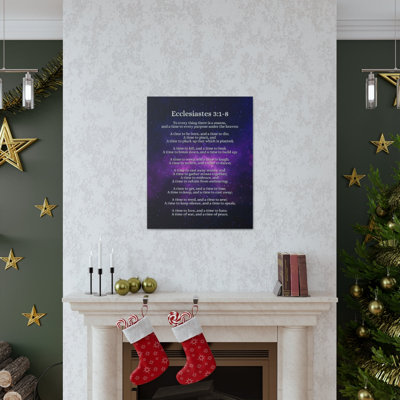 «Time For Everything Universe Ecclesiaste 3: 1-8», art textuel sur toile tendue