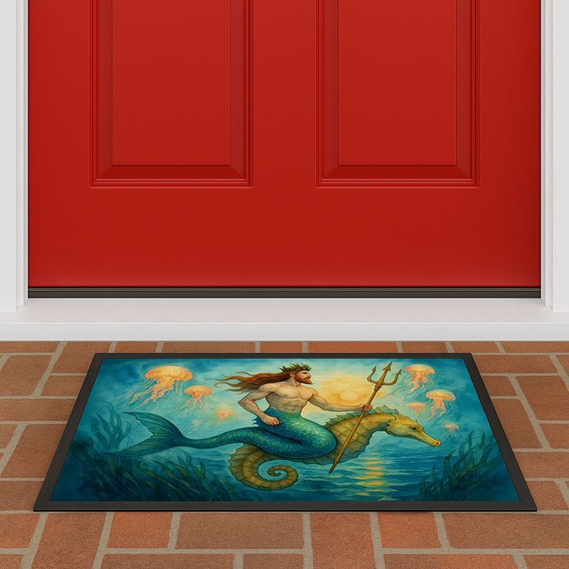 Paillasson Mermman and Seahorse, L 18 po x L 27 po