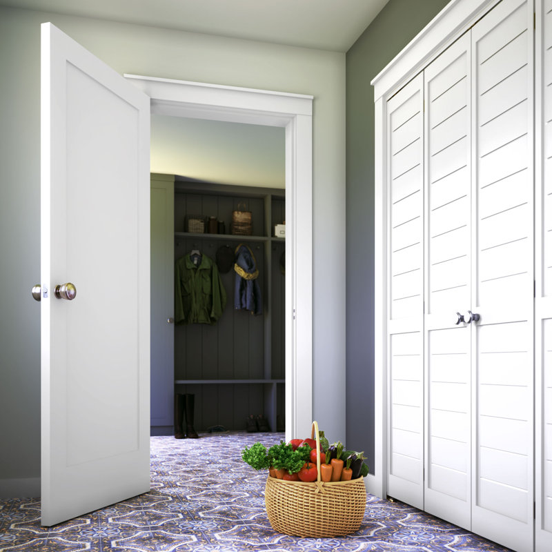 80-in Paneled Solid Wood Primed Slab Door, 30" x 80"