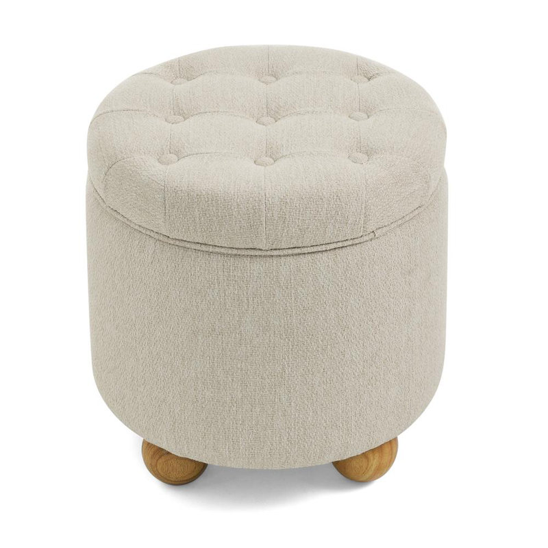 Repose-pieds rembourré avec rangement, Beige