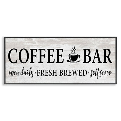 Coffee Bar Cafe Sign Rustic Pattern Kitchen by Lettered And Lined - Textual Art on Canvas