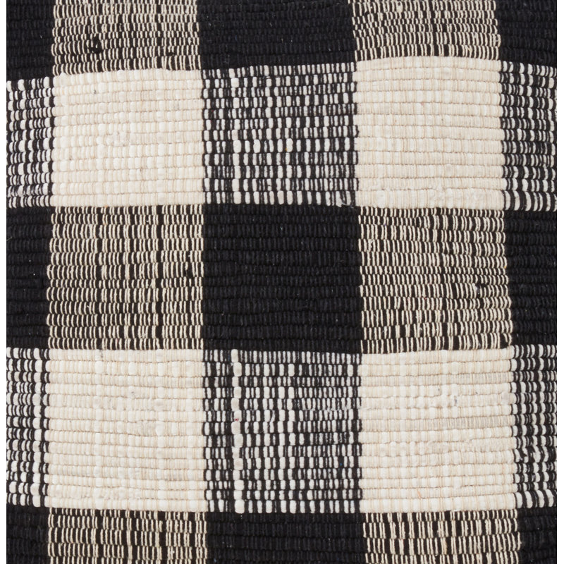 Plaid Cotton Throw Pillow Cover & Insert, Black, Polyester/Polyfill