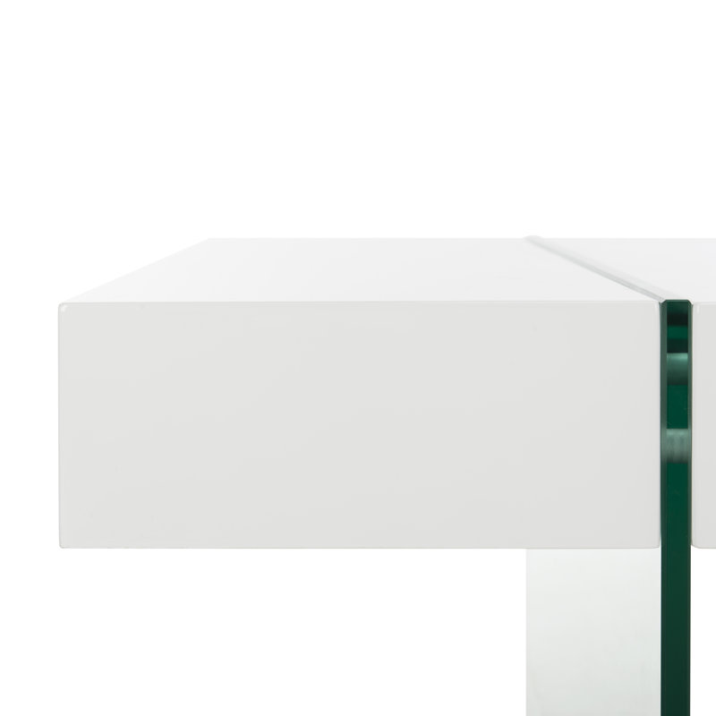 Table basse Modern Jacob - Table de présentation artistique avec cadre en verre transparent pour le salon, Blanc