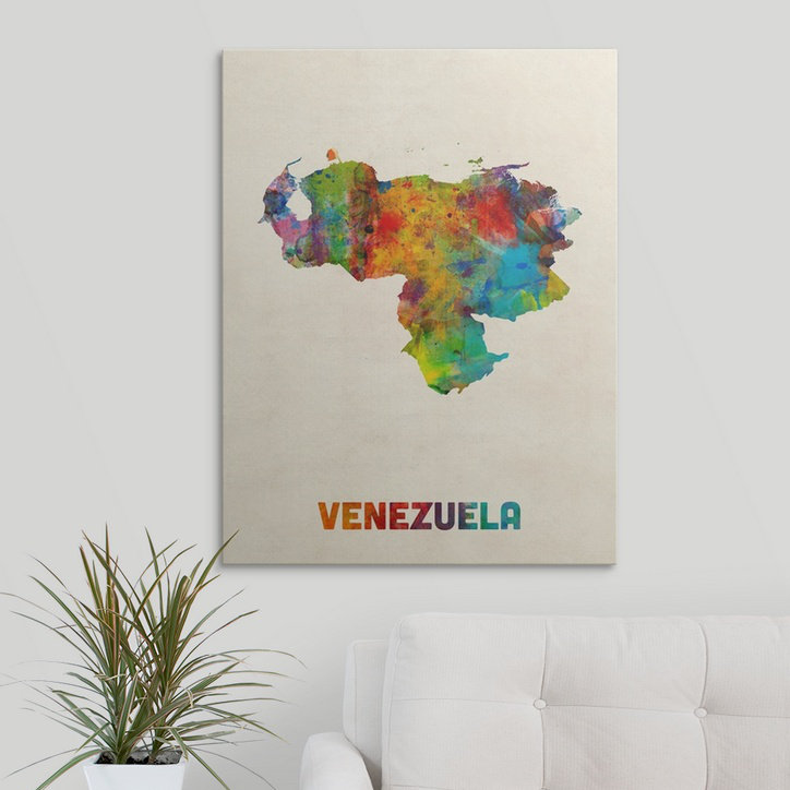 Francy, «Venezia Watercolor Map» par Abarca, impression, H 36 po x l 27 po x P 1,5 po, Toile