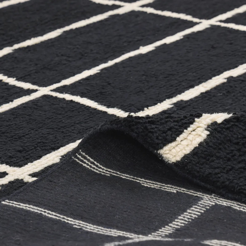 Paris Hand Knotted Area Rug in Black/White, Rectangle 6' x 9'