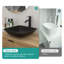 Lavabo vasque de salle de bain en verre trempé - robinet noir mat et drain escamotable contemporain
