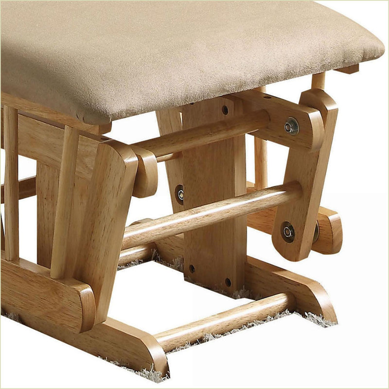 Ensemble fauteuil oscillant et repose-pieds, microfibre taupe, structure en bois de chêne naturel | Taupe + brun | Bois