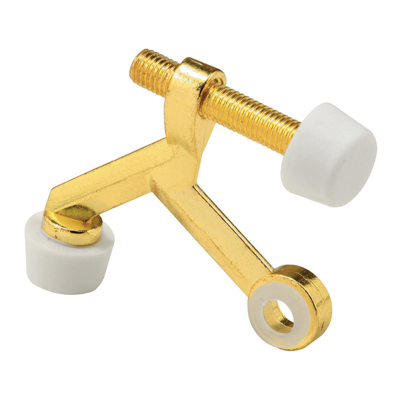 Prime-Line Hinge Pin Door Stop, 1-1/4 in. Bolt, Diecast, Adjustable, Brass