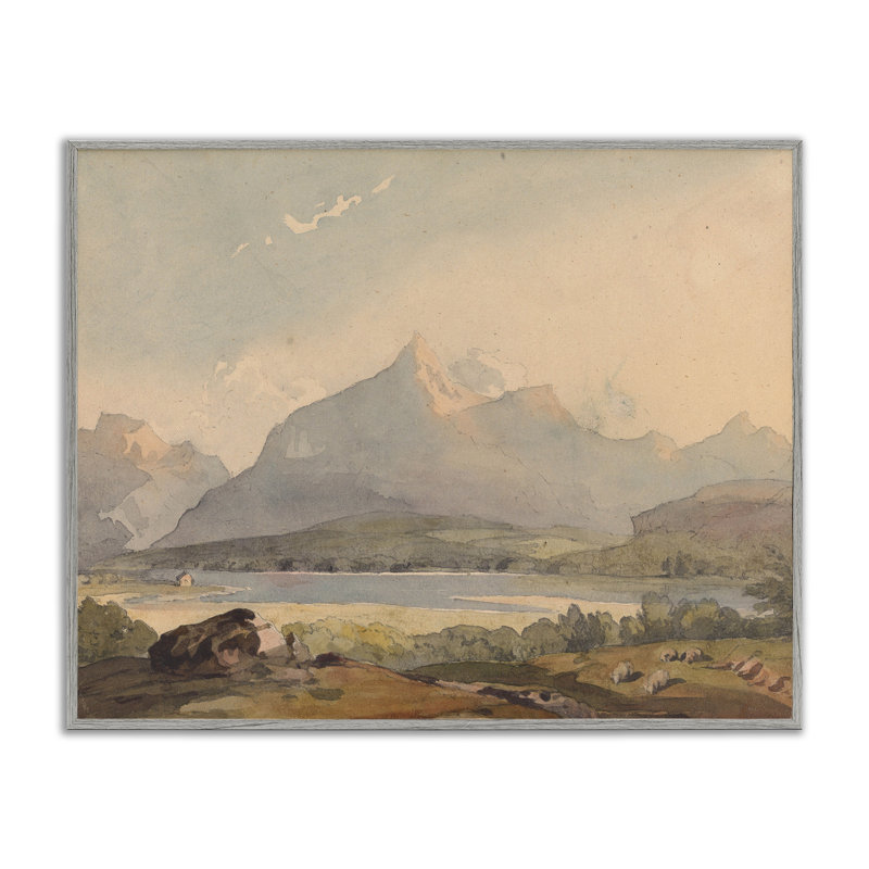 Giclée encadrée Peaceful Hazy Mountains, design par lettré et doublé, H 11 po x l 14 po, Estampe numérique Farmhouse
