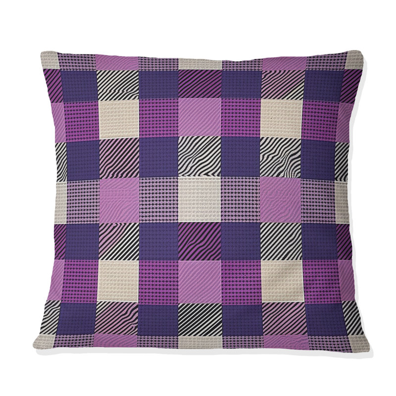 Coussin Mid-Century blanc à motif pied-de-poule blanc, H 16 po x l 16 po
