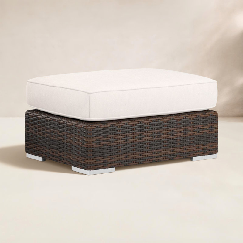 Repose-pieds d'extérieur avec coussin Bromie Naomie, Toile Sunbrella® naturel