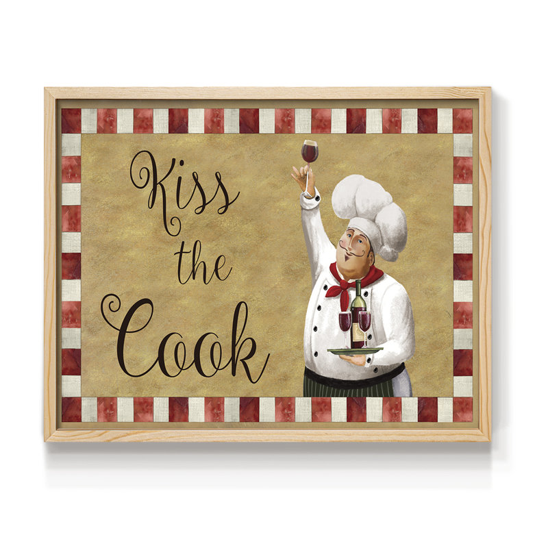 Kiss The Cook -Framed Print - Restickable, Naturel, H 11 po x l 14 po