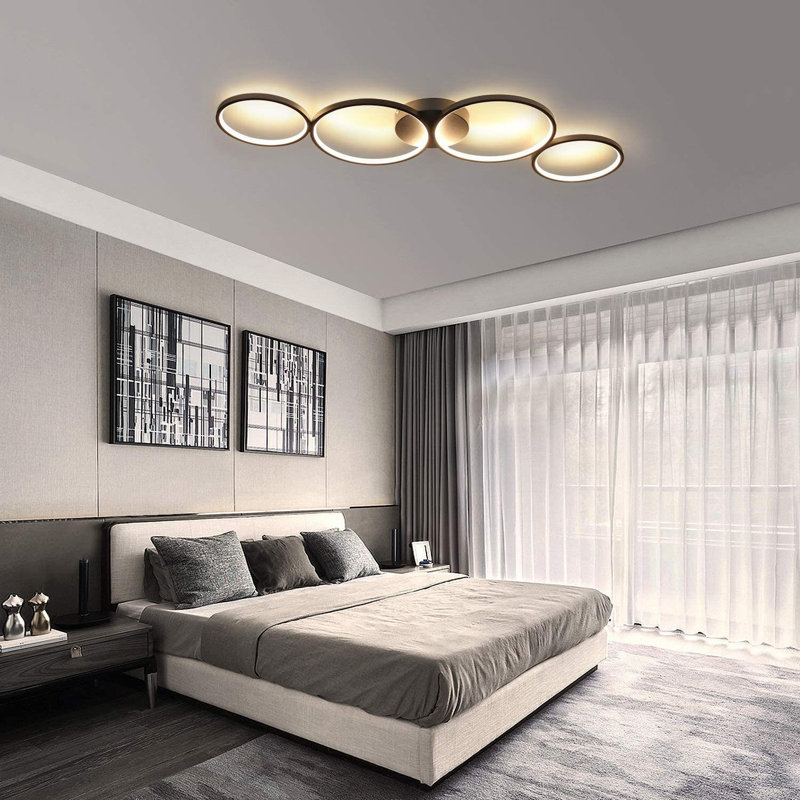 4-Light Flush Mount, Black
