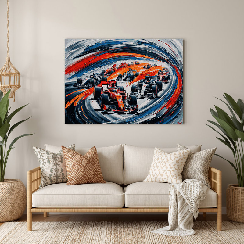 Art mural en métal gris Sports Formule, H 144 po x l 216 po x P 0,05 po