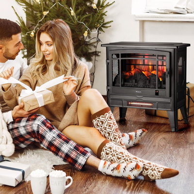 Apria 25" WiFi Electric Fireplace Infrared Heater with Crackling Sound, Timer, Remote Control 1400W