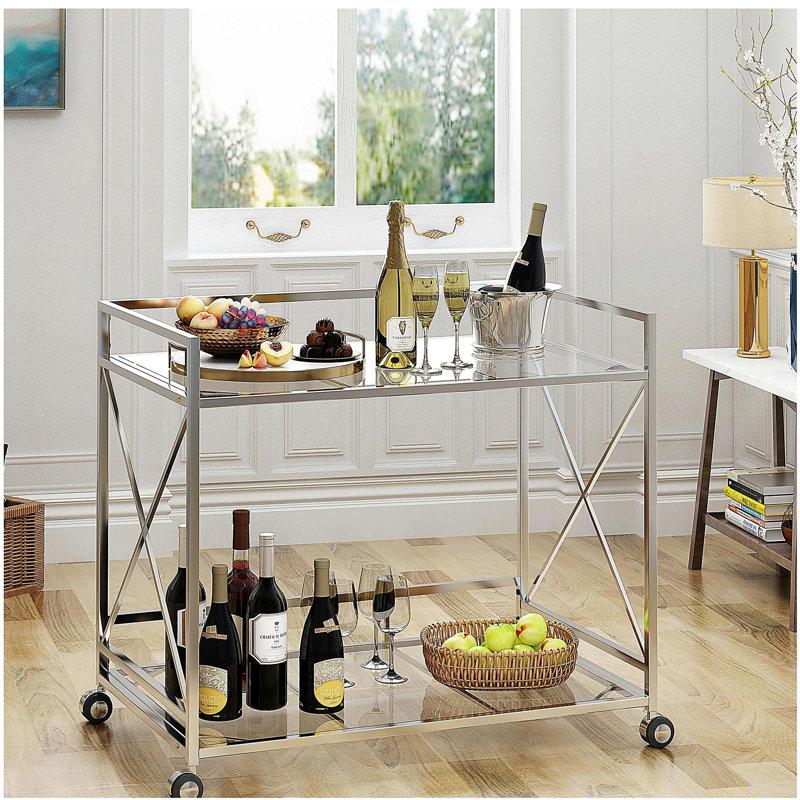Chariot-bar moderne argenté - élégant et pratique