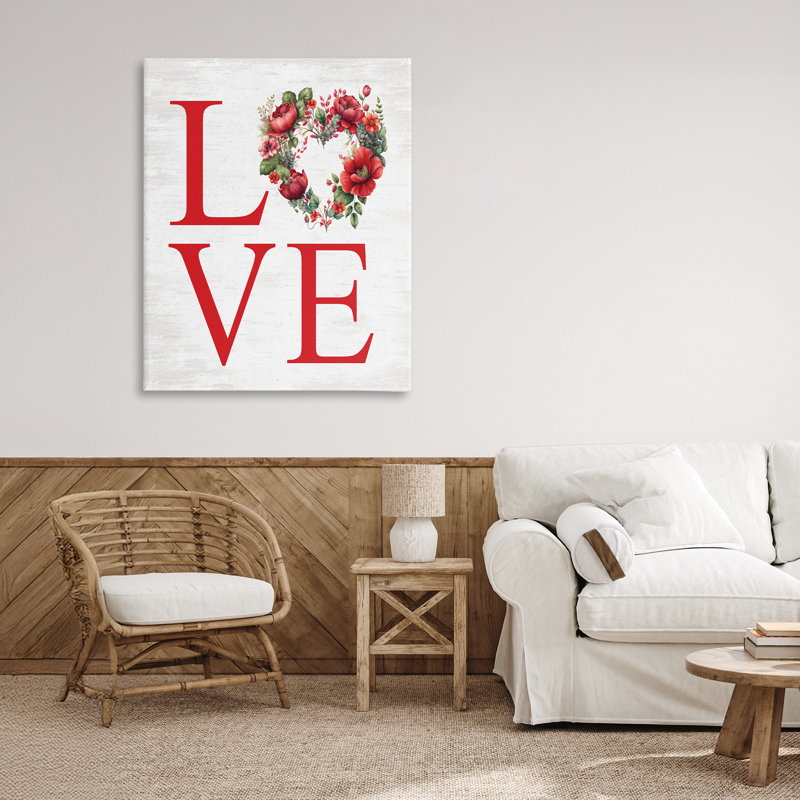 Rustique et romantique Love Wreath, conception de lettres et de lignes, H 40 po x l 30 po